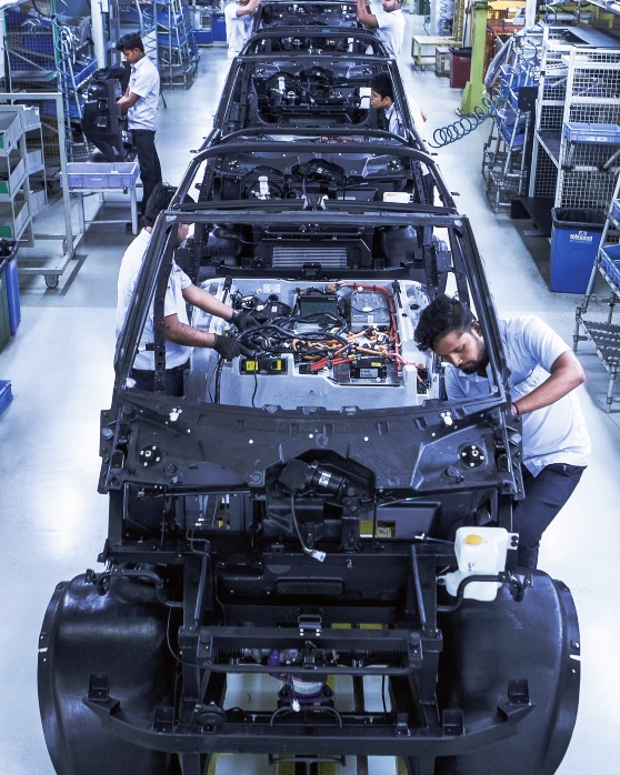 Industrial workforce in manufacturing facility